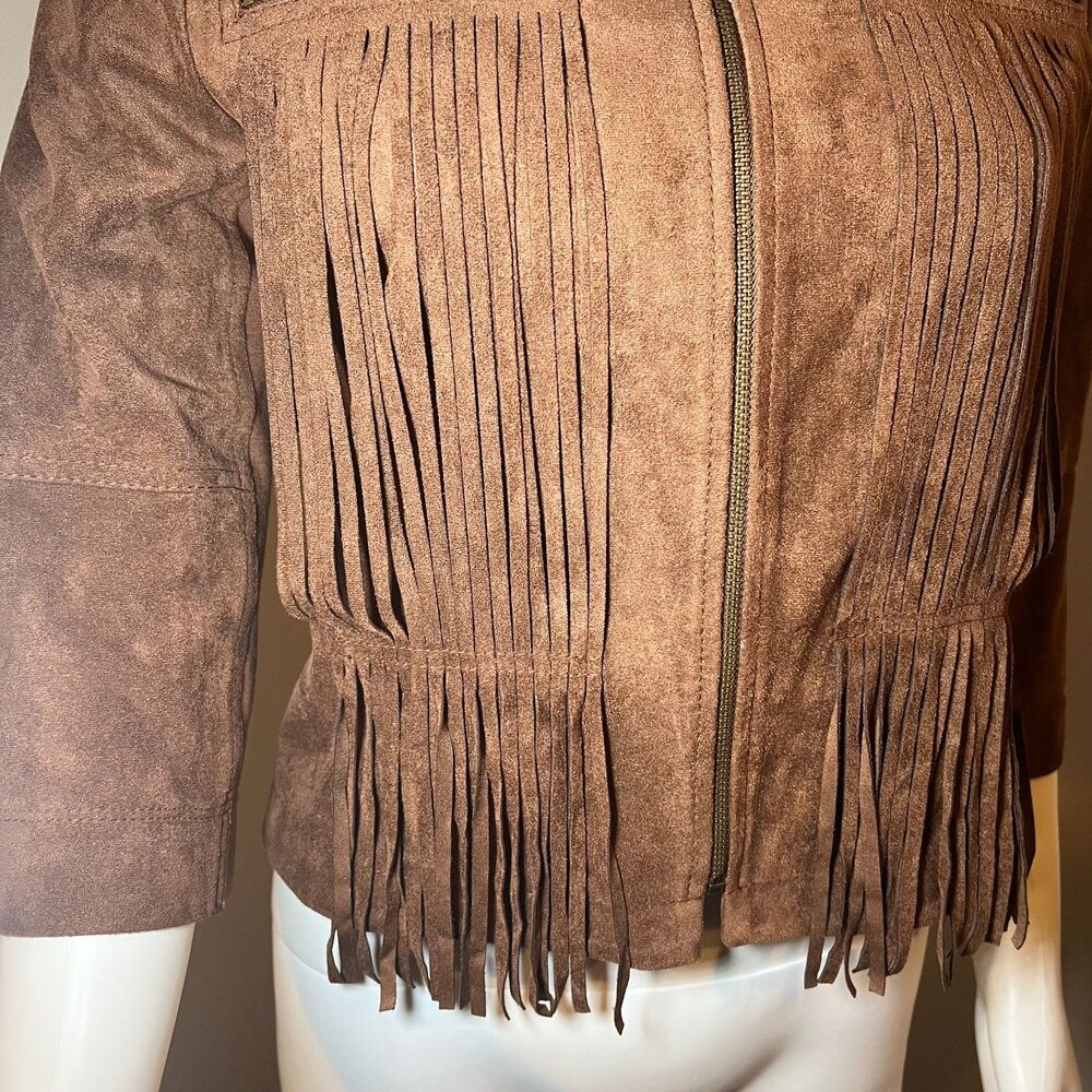 BCBGMAXAZRIA Fringe Jacket S Vintage Y2K 70s Cowgirl Western Boho Festival Retro - Picture 4 of 8